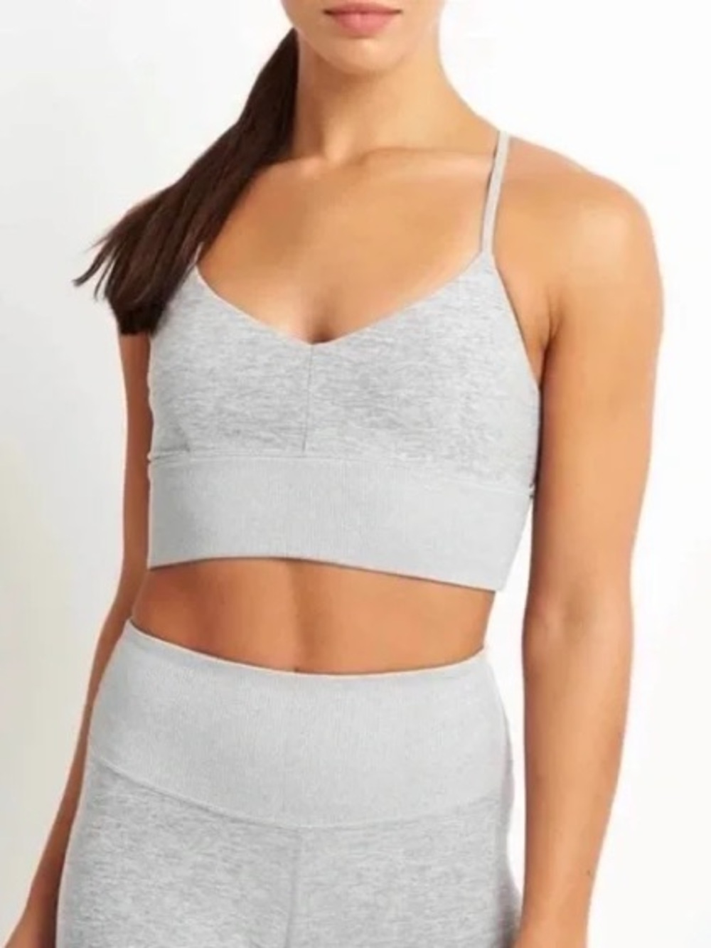 Alo Yoga Alosoft Lavish Bra, Athletic Heather Grey, Size M